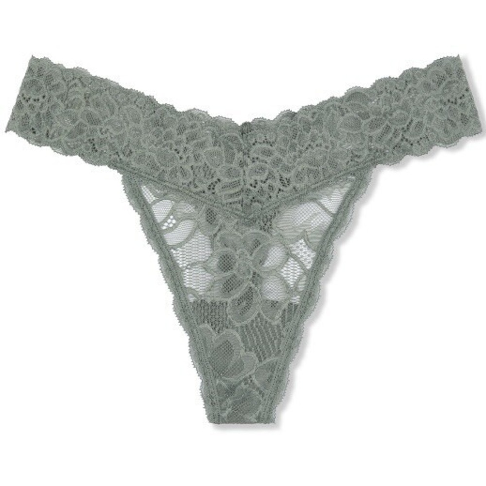 No Boundaries Juniors Lace Thong Panty Small 3-5 New with Tags Wild Sage Floral